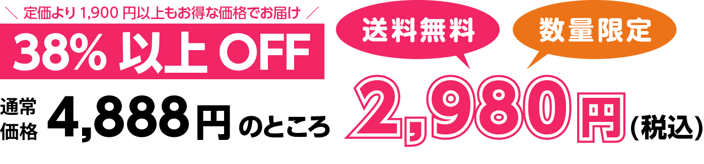 38%以上OFF 2,980円（税込）